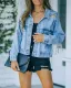 SC Fashion Hole Tassel Lapel Denim Jacket GYAN-8736