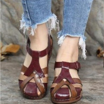 SC Slope Heel Roman Shoes Cross Buckle Sandals GYUX-292