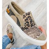 SC Snake Print Colorblocked Flat Canvas Shoes GYUX-6468