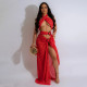 SC Sexy Halter High Split Solid Maxi Dress CYA-901200