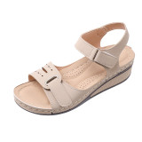 SC Slope Heel Velcro One Line Strap Sandals GYUX-31214