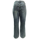 SC Fashion Denim Button Washed Loose Jeans WAF-77668