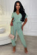 SC V-neck Short Sleeve Loose Casual Jumpsuit GYSF-8344
