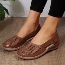 SC Hollow Out Solid Color Single Shoes Low Heeled Sandals GYUX-304