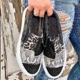 SC Snake Print Colorblocked Flat Canvas Shoes GYUX-6468