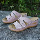 SC Embroidered Slope Heel Fish Mouth Sandals GYUX-63541