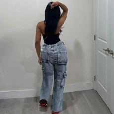 SC Fashion Multi-pocket Loose Jeans WAF-77669