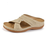 SC Cross Strap Hollow Out Slope Heel Slippers GYUX-F22