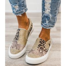 SC Snake Print Colorblocked Flat Canvas Shoes GYUX-6468