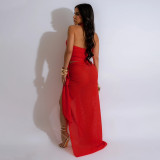 SC Sexy Halter High Split Solid Maxi Dress CYA-901200