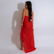 SC Sexy Halter High Split Solid Maxi Dress CYA-901200