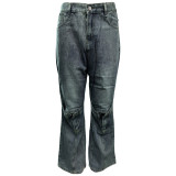 SC Fashion Denim Button Washed Loose Jeans WAF-77668