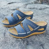 SC Embroidered Slope Heel Fish Mouth Sandals GYUX-63541