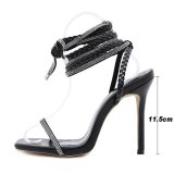 SC Sexy Rhinestone Braided Strappy High Heels GYUX-21312