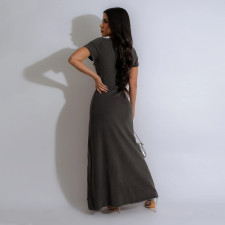 SC Fashion Print High Split Short Sleeve Maxi Dress CYA-901191