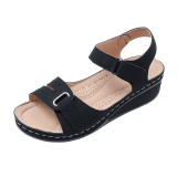 SC Slope Heel Velcro One Line Strap Sandals GYUX-31214