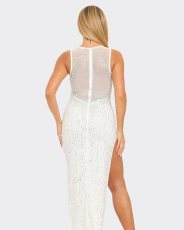 SC Hot Drill Pearl Patchwork Sleeveless Split Maxi Dress NY-3181
