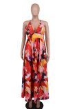 SC Sexy Print Sling Backless Split Maxi Dress XHXF-406