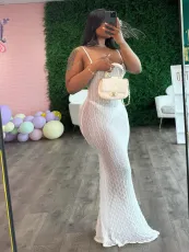 SC Sexy Solid Color Sling Slim Maxi Dress CH-24027