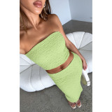 SC Bubble Wrinkle Wrap Split Skirt Two Piece Set ASL-6710