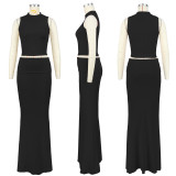 SC Solid Color Sleeveless Half Body Skirt Two Piece Set ASL-6712