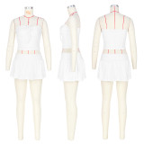 SC Sexy Solid Color Pleated Two Piece Skirts Set ASL-6717
