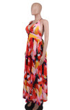 SC Sexy Print Sling Backless Split Maxi Dress XHXF-406