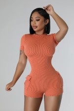 SC Solid Color Casual Short Sleeve Slim Romper TR-1308