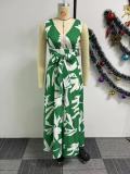 SC Sleeveless Print Big Swing Maxi Dress NY-10775