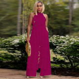 SC Sexy Backless Lace Up Long Top Two Piece Pants Set YF-10722