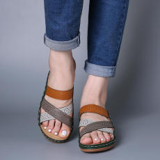 SC Roman Hollow Out Multicolor Slope Heel Sandals GYUX-999