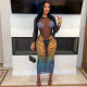 SC Print See Through Long Sleeve Mesh Maxi Dress CYA-901179