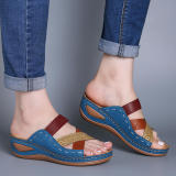 SC Roman Hollow Out Multicolor Slope Heel Sandals GYUX-999