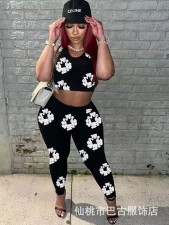 SC Floral Print Fashion Tank Top Pants Set GBGF-5019