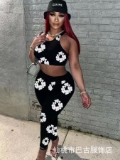 SC Floral Print Fashion Tank Top Pants Set GBGF-5019