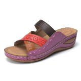SC Roman Hollow Out Multicolor Slope Heel Sandals GYUX-999