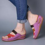 SC Roman Hollow Out Multicolor Slope Heel Sandals GYUX-999