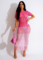 SC Sexy Knits Short Sleeve Tassel Beach Dress ZSD-Z0319