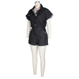 SC Short Sleeve Single-breasted Denim Romper ZSD-0678