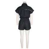 SC Short Sleeve Single-breasted Denim Romper ZSD-0678
