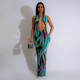 SC Sexy Backless Halter Print Maxi Dress CYA-901187