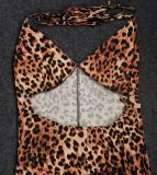 SC Leopard Print Backless Sling Micro Flare Jumpsuit AIL-274