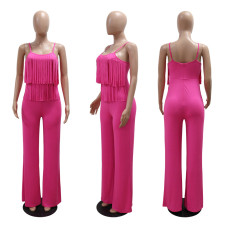 SC Solid Color Sling Tassel Jumpsuit CYA-901172