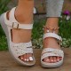 SC Skeleton Flower One Buckle Strap Slope Heel Sandals GYUX-108