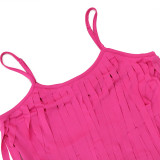 SC Solid Color Sling Tassel Jumpsuit CYA-901172