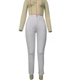 SC Casual High Waist Holes Pencil Jeans GZHY-733