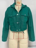 SC Drawstring Hooded Loose Fit Denim Jacket GZHY-PD08566
