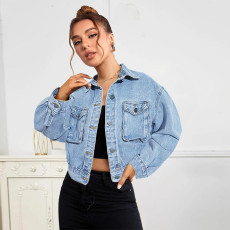 SC Solid Color Lapel Denim Coat GZHY-ZT60421