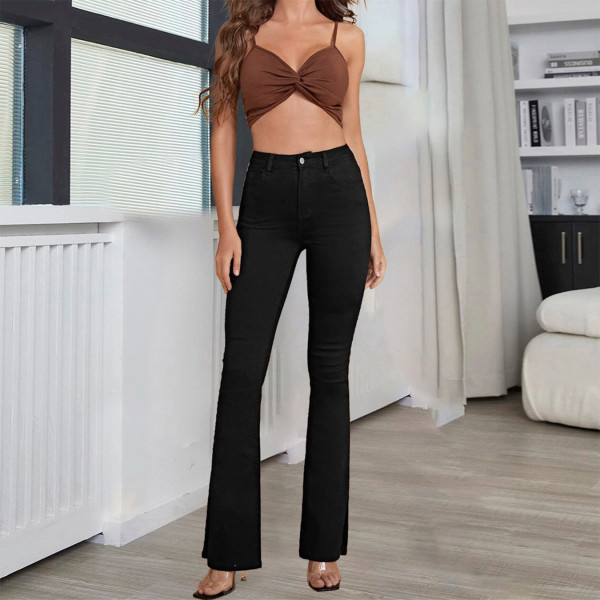 SC Fashion Solid Color Micro Flare Jeans GZHY-PT7078