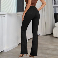SC Fashion Solid Color Micro Flare Jeans GZHY-PT7078